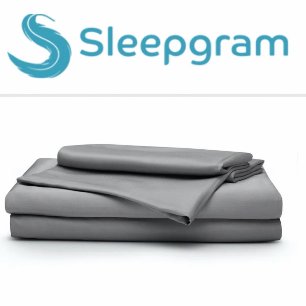NWT Sleepgram Bamboo Sheet Set, King, Slate Gray Silver Silky Sateen 400 Organic